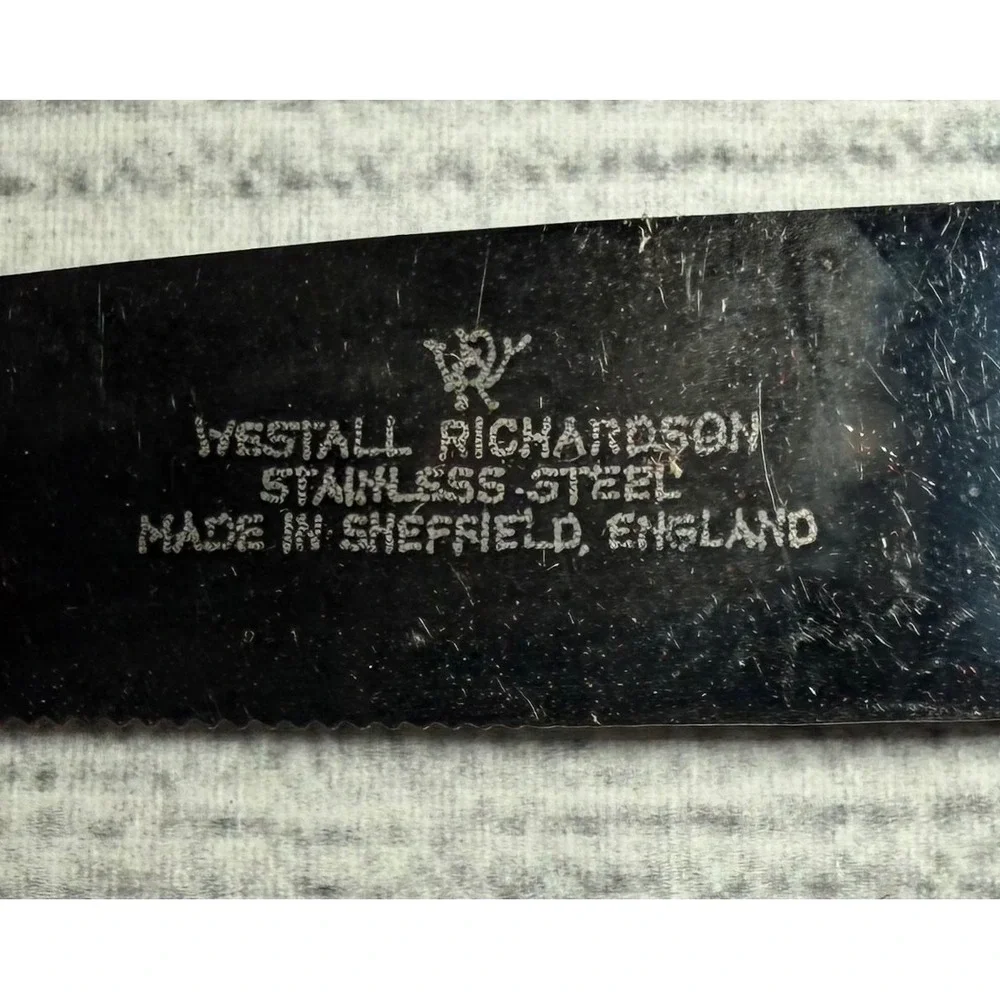 Westall Richardson‎ Set 6 Steak Knives Stainless England Bakelite Rustic Handles